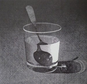 "Glass With Spoon" etching 10x11 1982