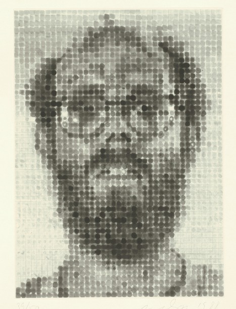 “Self-Portrait” spit-bite etching 20 x 16” 1988 [blog.artbma.org]
